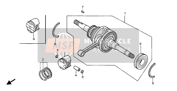 Honda NPS50 2007 CRANKSHAFT for a 2007 Honda NPS50